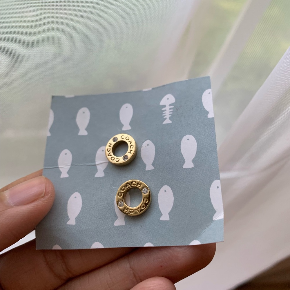 NWOT Coach Enamel Circle Stud Earrings